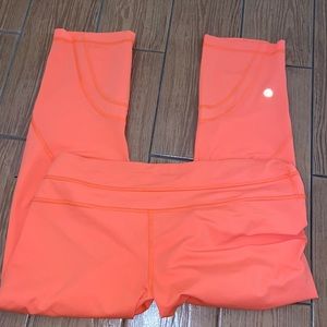 Lululemon orange adjustable workout leggings size 8